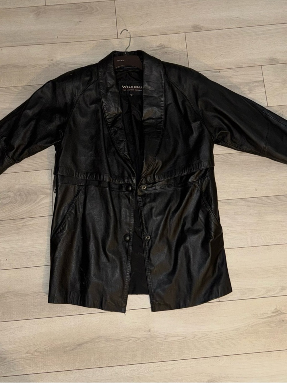 Wilsons Leather Black Faux Leather Button-Front Jacket